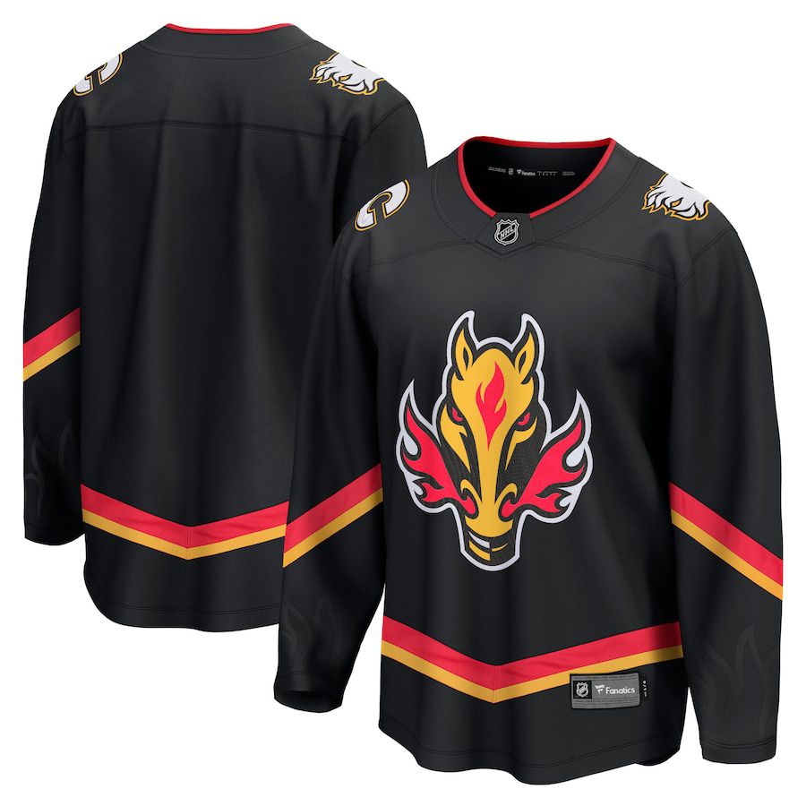 Men Calgary Flames Fanatics Branded Black Alternate Premier Breakaway NHL Jersey->youth nhl jersey->Youth Jersey
